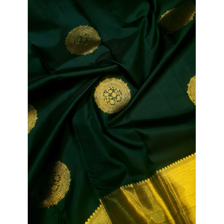 PS327 - PURE KANJIVARAM SILK SAREE - BOTTLE GREEN
