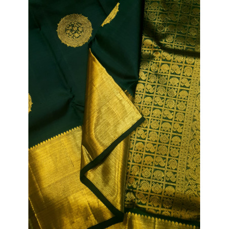 PS327 - PURE KANJIVARAM SILK SAREE - BOTTLE GREEN