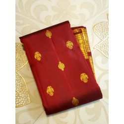 2G Pure Kanjivaram Silk Saree – Deep Maroon with Rich Gold Zari Border