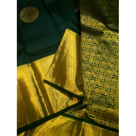 PS327 - PURE KANJIVARAM SILK SAREE - BOTTLE GREEN