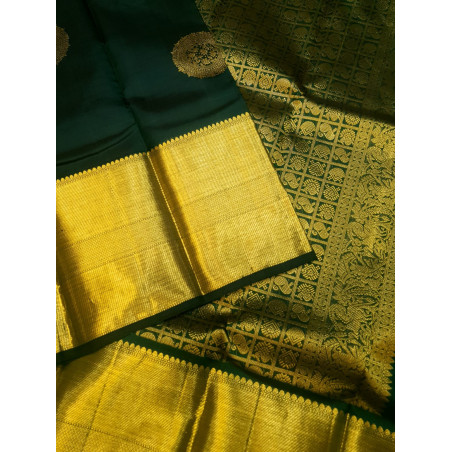 PS327 - PURE KANJIVARAM SILK SAREE - BOTTLE GREEN