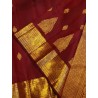 2G Pure Kanjivaram Silk Saree – Deep Maroon with Rich Gold Zari Border