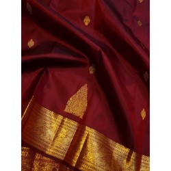 2G Pure Kanjivaram Silk Saree – Deep Maroon with Rich Gold Zari Border