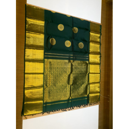 PS327 - PURE KANJIVARAM SILK SAREE - BOTTLE GREEN
