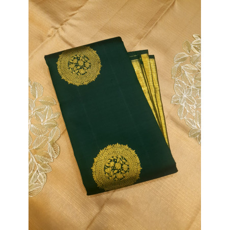 PS327 - PURE KANJIVARAM SILK SAREE - BOTTLE GREEN