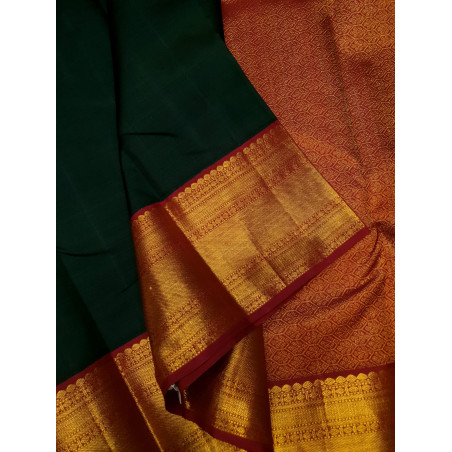 PS332 - PURE KANJIVARAM SILK SAREE - BOTTLE GREEN