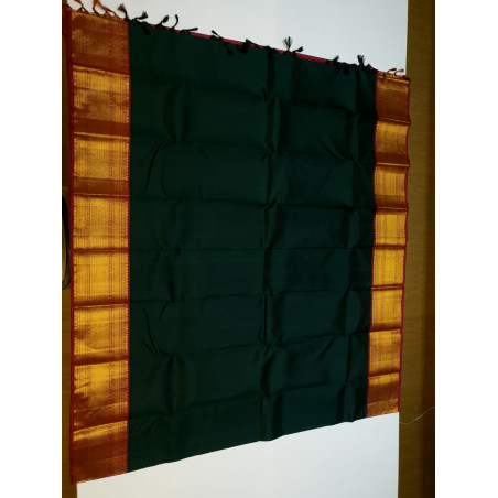 PS332 - PURE KANJIVARAM SILK SAREE - BOTTLE GREEN