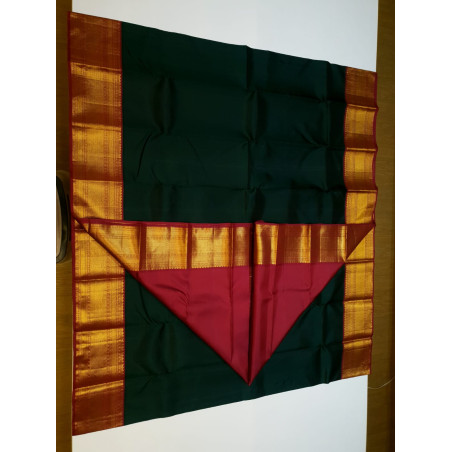 PS332 - PURE KANJIVARAM SILK SAREE - BOTTLE GREEN