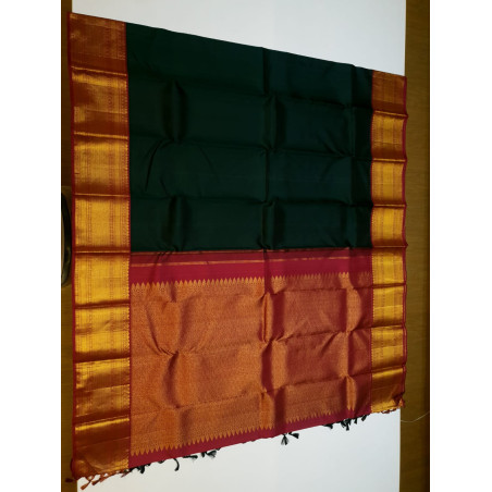 PS332 - PURE KANJIVARAM SILK SAREE - BOTTLE GREEN