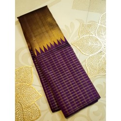 2G Pure Kanjivaram Silk Saree – Elegant Purple with Gold Zari Border