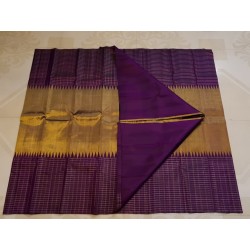 2G Pure Kanjivaram Silk Saree – Elegant Purple with Gold Zari Border