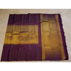 2G Pure Kanjivaram Silk Saree – Elegant Purple with Gold Zari Border