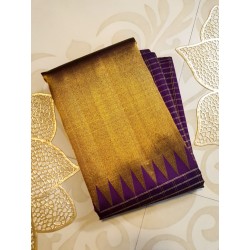 2G Pure Kanjivaram Silk Saree – Elegant Purple with Gold Zari Border