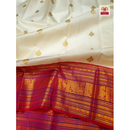 PS337 - 2G PURE KANJIVARAM SILK SAREE - WHITE