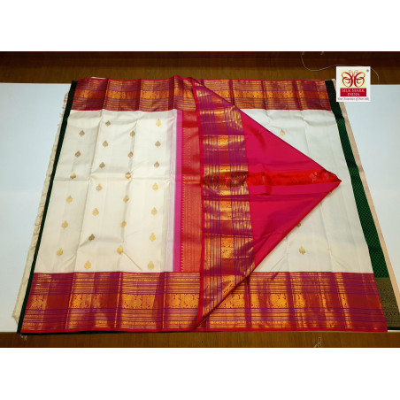 PS337 - 2G PURE KANJIVARAM SILK SAREE - WHITE