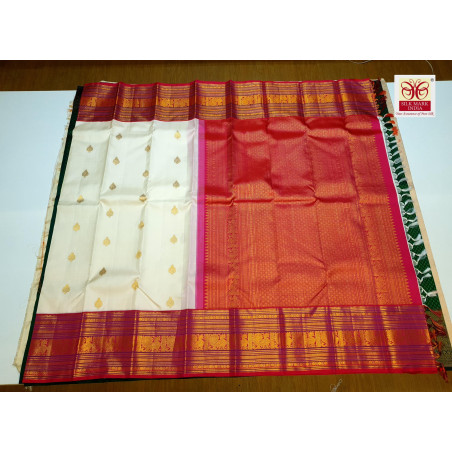 PS337 - 2G PURE KANJIVARAM SILK SAREE - WHITE