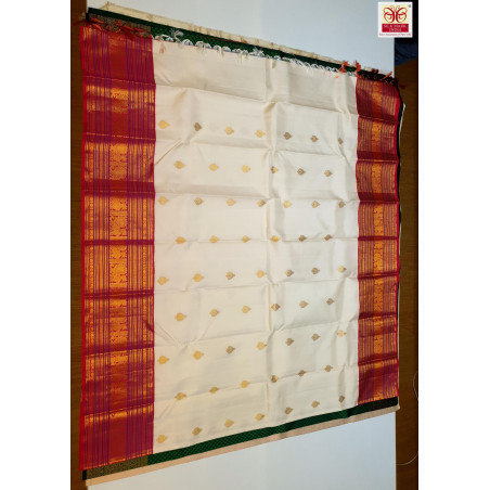 PS337 - 2G PURE KANJIVARAM SILK SAREE - WHITE