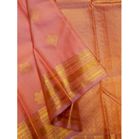 PS338 - PURE KANJIVARAM SILK SAREE - PEACH