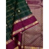 2G Kanjivaram Pure Silk Saree Green and Magenta with Gold Zari Border | Prahla Silks