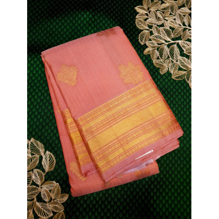 PS338 - PURE KANJIVARAM SILK SAREE - PEACH