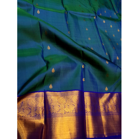 PS340 - PURE KANJIVARAM SILK SAREE - PEACOCK GREEN