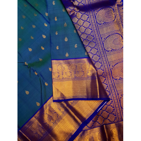 PS340 - PURE KANJIVARAM SILK SAREE - PEACOCK GREEN