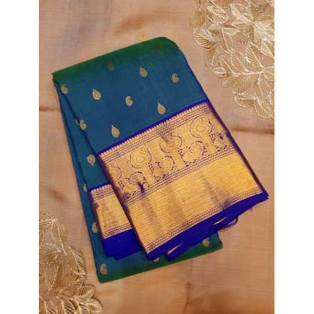 PS340 - PURE KANJIVARAM SILK SAREE - PEACOCK GREEN