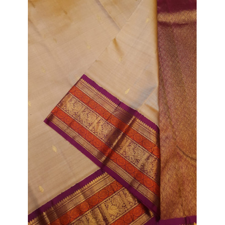PS341 - 2G KORVAI KANJIVARAM SILKS SAREE - BEIGE