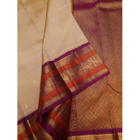 PS341 - 2G KORVAI KANJIVARAM SILKS SAREE - BEIGE