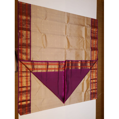 PS341 - 2G KORVAI KANJIVARAM SILKS SAREE - BEIGE