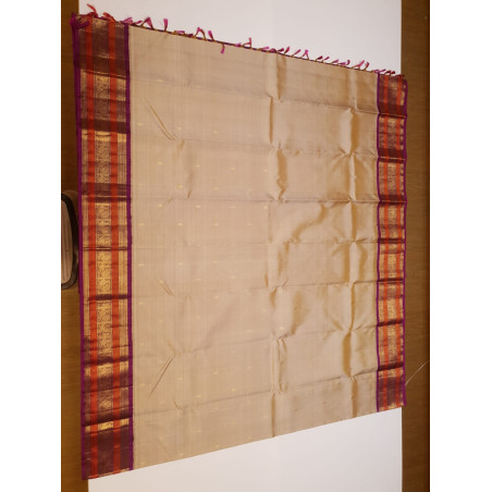 PS341 - 2G KORVAI KANJIVARAM SILKS SAREE - BEIGE