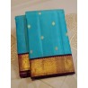 2G Pure Kanjivaram Silk Saree – Turquoise Blue with Majenta Gold Zari Border | Bridal Wear