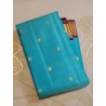 2G Pure Kanjivaram Silk Saree – Turquoise Blue with Majenta Gold Zari Border | Bridal Wear