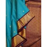 2G Pure Kanjivaram Silk Saree – Turquoise Blue with Majenta Gold Zari Border | Bridal Wear