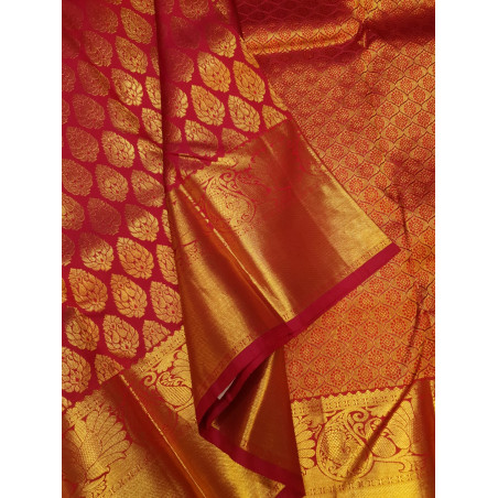 PS343 - PURE KANJIVARAM SILKS SAREE - CORAL PINK