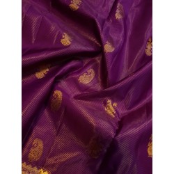 2G Pure Kanjivaram Silk Saree in Royal Purple with Gold Zari Border | Bridal Wedding Silk Saree