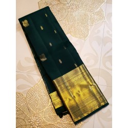 2G Pure Kanjivaram Silk Saree with Buttas and Grand Zari Border | Prahla Silks