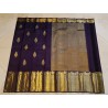 2G Pure Kanjivaram Silk Saree with Buttas and Grand Zari Border- Navy Blue | Prahla Silks