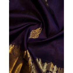 2G Pure Kanjivaram Silk Saree with Buttas and Grand Zari Border- Navy Blue | Prahla Silks