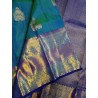 2G Pure Kanjivaram Silk Saree with Buttas and Grand Zari Border- Peacock Blue | Prahla Silks