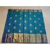 2G Pure Kanjivaram Silk Saree with Buttas and Grand Zari Border- Peacock Blue | Prahla Silks