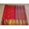 2G Pure Kanjivaram Silk Saree with Buttas and Grand Zari Border- Coral red | Prahla Silks