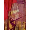 2G Pure Kanjivaram Silk Saree with Buttas and Grand Zari Border- Coral red | Prahla Silks