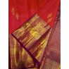 2G Pure Kanjivaram Silk Saree with Buttas and Grand Zari Border- Coral red | Prahla Silks