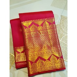 2G Pure Kanjivaram Silk Saree with Buttas and Grand Zari Border- Pink | Prahla Silks