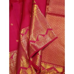 2G Pure Kanjivaram Silk Saree with Buttas and Grand Zari Border- Pink | Prahla Silks