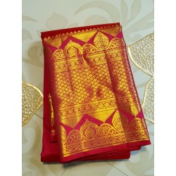 2G Pure Kanjivaram Silk Saree with Buttas and Grand Zari Border- Pink | Prahla Silks