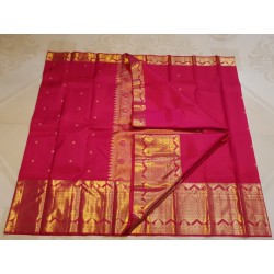 2G Pure Kanjivaram Silk Saree with Buttas and Grand Zari Border- Pink | Prahla Silks