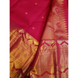 2G Pure Kanjivaram Silk Saree with Buttas and Grand Zari Border- Pink | Prahla Silks