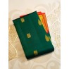 2G Pure Kanjivaram Silk Saree Bottle Green with Chilly Red Border & Peacock Butta | Prahla Silks
